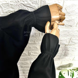 Black Two Pc Jilbab With Flower Sleeves