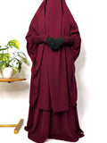 Maroon Two Pc Jilbab With Skirt