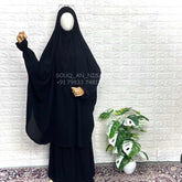 Black Two Pc Jilbab With Flower Sleeves