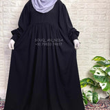 Black Frills Abaya With Baggy Sleeves And Ribbons