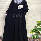 Black Frills Abaya With Baggy Sleeves And Ribbons