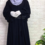 Black Frills Abaya With Baggy Sleeves And Ribbons