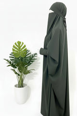 Olive Jilbab With Plain Sleeves