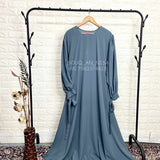 Grey Ribbon Sleeves Abaya