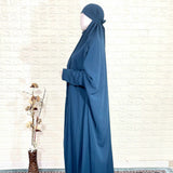 Teal Blue Jilbab With Plain Sleeves