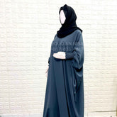 Grey Kaftan Abaya With Smocking Sleeves