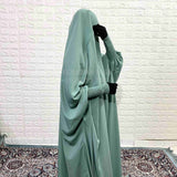 Emerald Jilbab With Smocked Sleeves