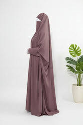 Dusty Mauve Jilbab With Plain Sleeves