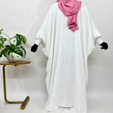 White Kaftan Abaya With Cuff Buttons