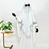 White Kaftan Abaya Khimar Set