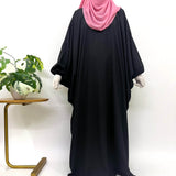 Black Kaftan Abaya With Elastic Sleeves