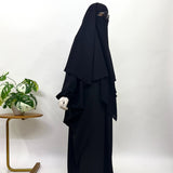 Black Kaftan Abaya Khimar Set