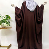 Brown Kaftan Abaya With Elastic Sleeves