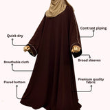 Broad Sleeves Abaya with contrast piping