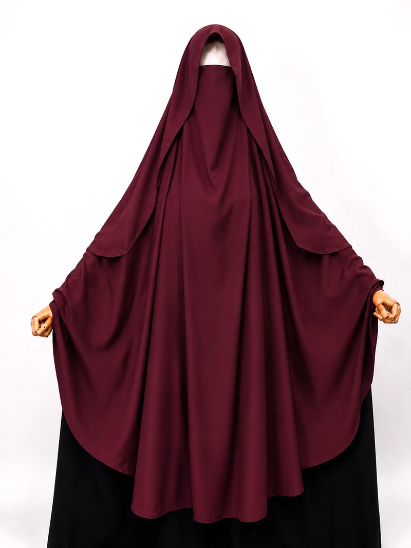 Maroon Awrah Khimar With Flap
