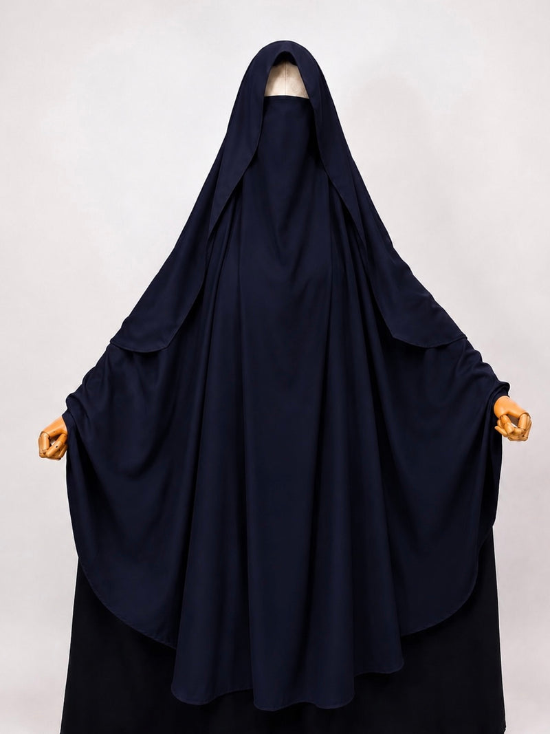 Navy Blue Awrah Khimar With Flap