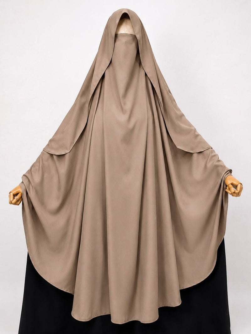 Beige Awrah Khimar With Flap