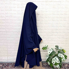 Navy Blue Awrah Khimar With Flap