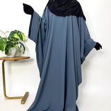 Grey Kaftan Abaya With Broad Sleeves