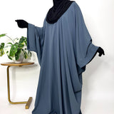 Grey Kaftan Abaya With Broad Sleeves