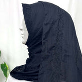 Black hijab with embroidery