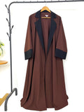 Brown Coat Abaya With Black Contrast