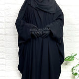 Black Cey Crush Kaftan Abaya With Loop Sleeves