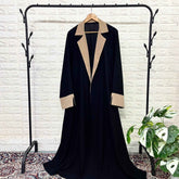 Black Coat Abaya With Beige Contrast