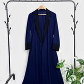 Navy Blue Coat Abaya With Black Contrast
