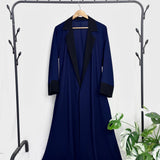 Navy Blue Coat Abaya With Black Contrast