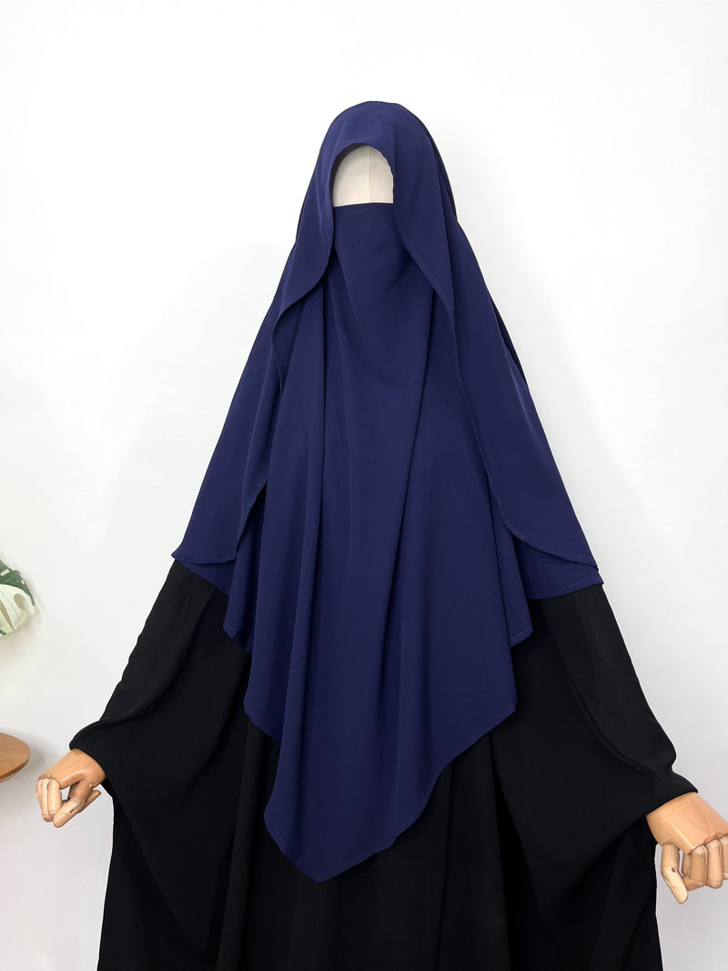 Navy Blue Flap Diamond Khimar