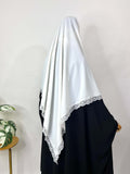 White Diamond Khimar With Lace