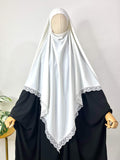 White Diamond Khimar With Lace