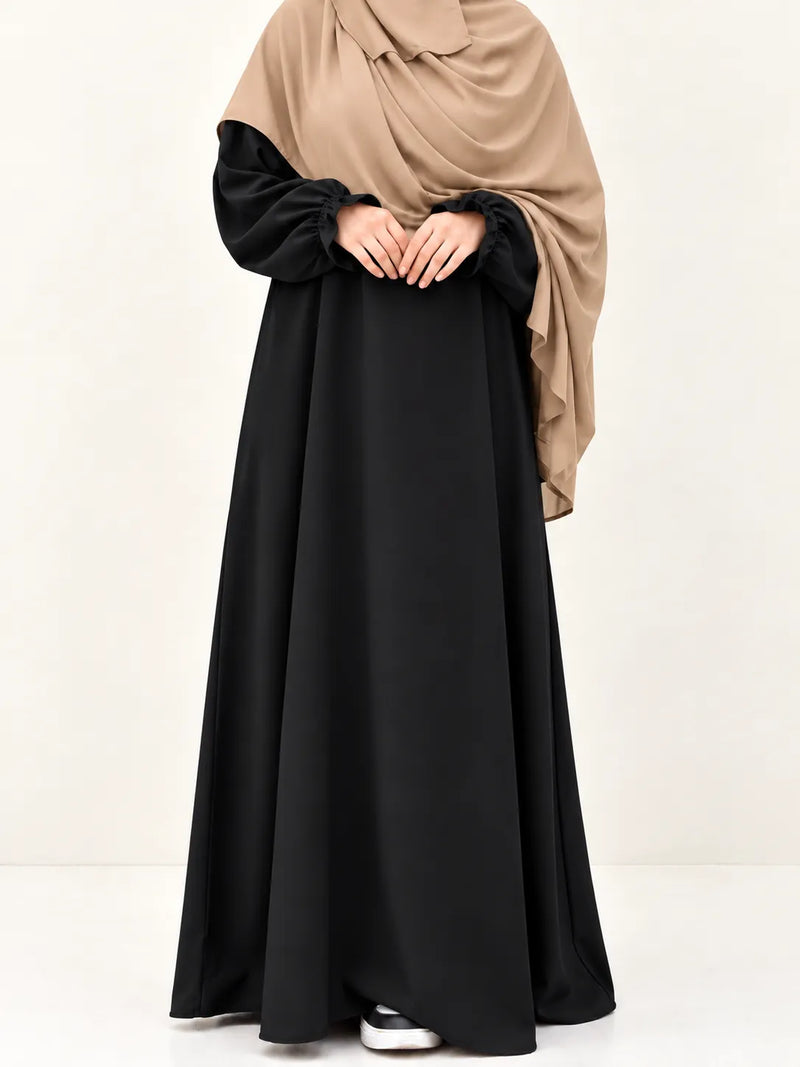 Basic Abaya With Flower Sleeves