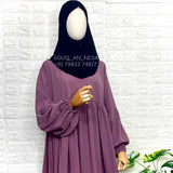Dusty Mauve Frills Abaya With Pleated Sleeves
