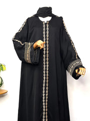 Rehmat Front Open Embroidery Abaya
