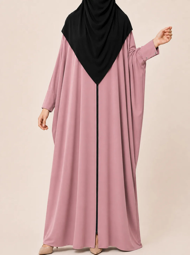 Pastel Pink Front Open Kaftan Abaya