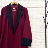 Maroon Coat Abaya With Black Contrast
