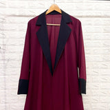Maroon Coat Abaya With Black Contrast