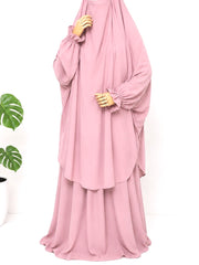 Two Pc Jilbab With Flower Sleeves