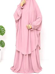 Two Pc Jilbab With Flower Sleeves