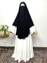 white abaya with black khimar