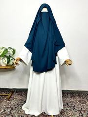 white abaya with tea khimar