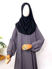 Lavender Aline Abaya With Elastic Sleeves