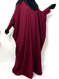 Maroon Kaftan Abaya With Cuff Buttons