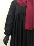 Frills Abaya With Pleated Sleeves