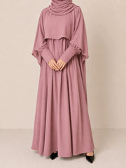 Pastel Pink Nursing Abaya With Cape