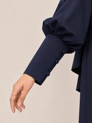 Navy Blue Nursing Abaya With Cape