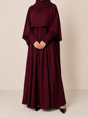 Maroon Nursing Abaya With Cape