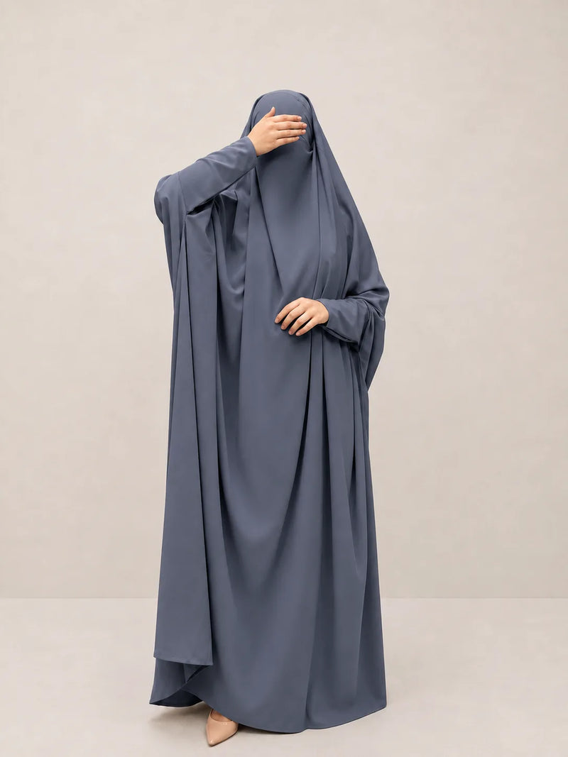 Grey Jilbab With Plain Sleeves